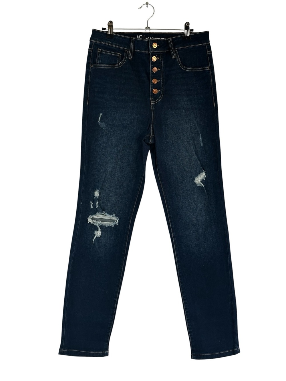 NOBO No Boundaries Distressed Button Fly Mom Jeans Size 11 Y2K Grunge Dark